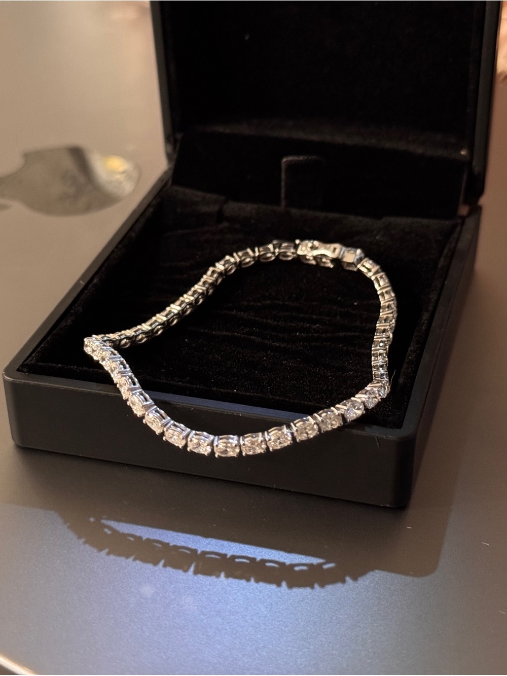 5.04ct Oval Lab Grown Diamond Tennis Bracelet, VVS1, E-F, 14K white gold